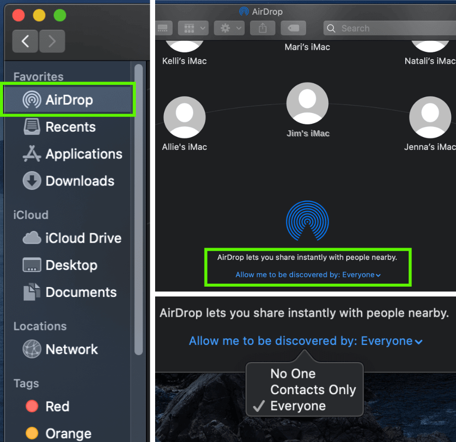 AirDrop settings - Mac 