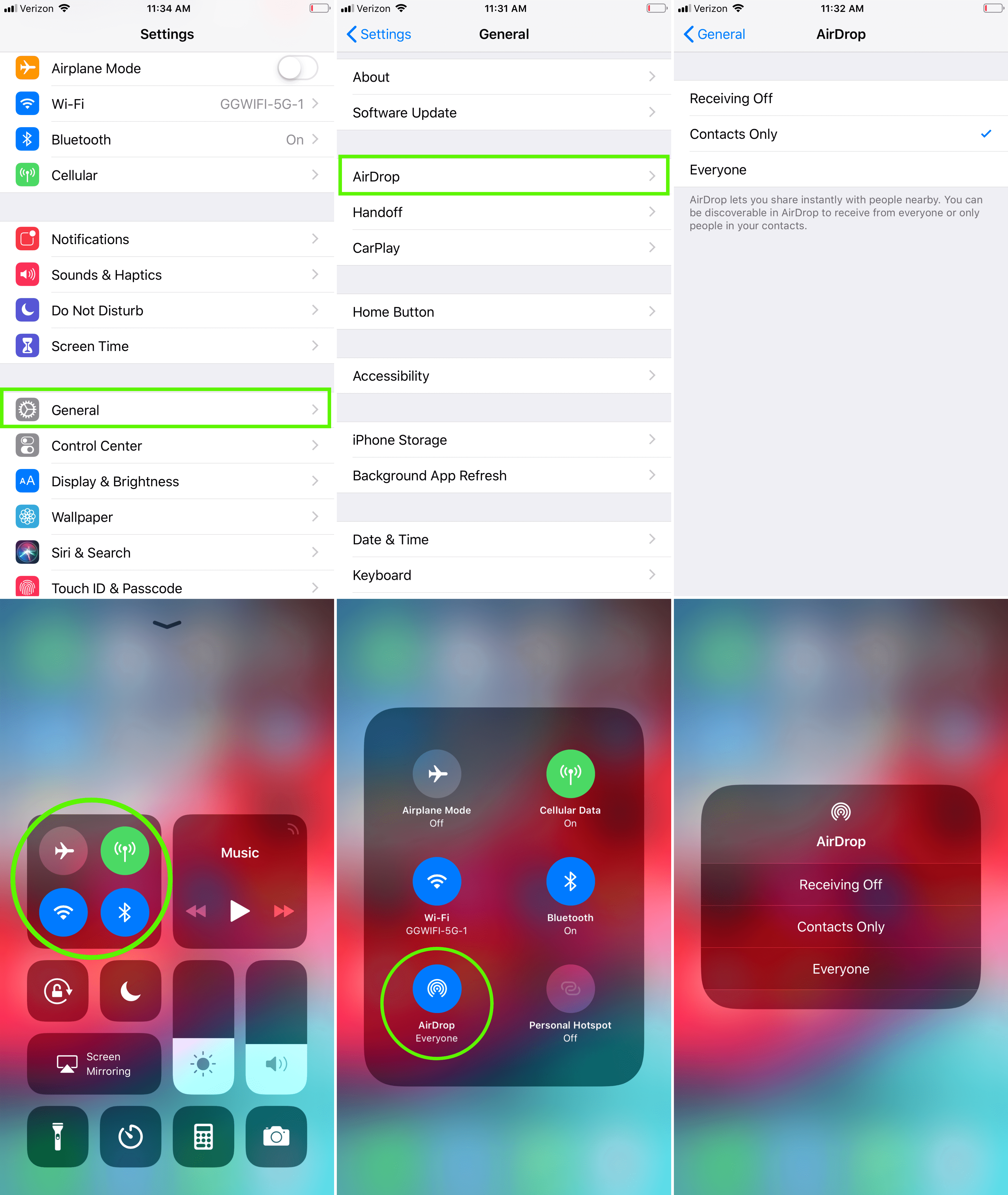 AirDrop not working - AirDrop settings iPhone