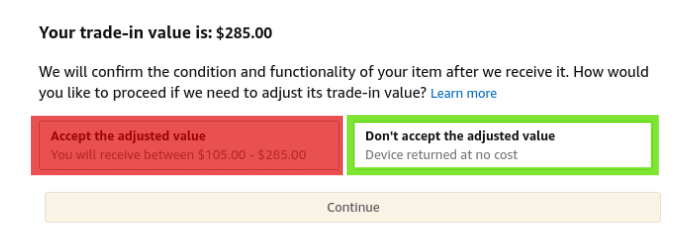 Don't accept the adjusted trade-in value